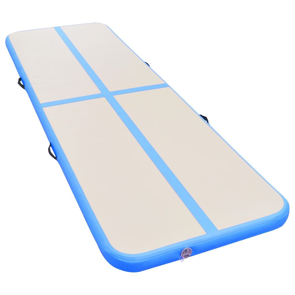 Inflatable Gymnastics Mat with Pump 236.2"x39.3"x3.9" PVC Blue