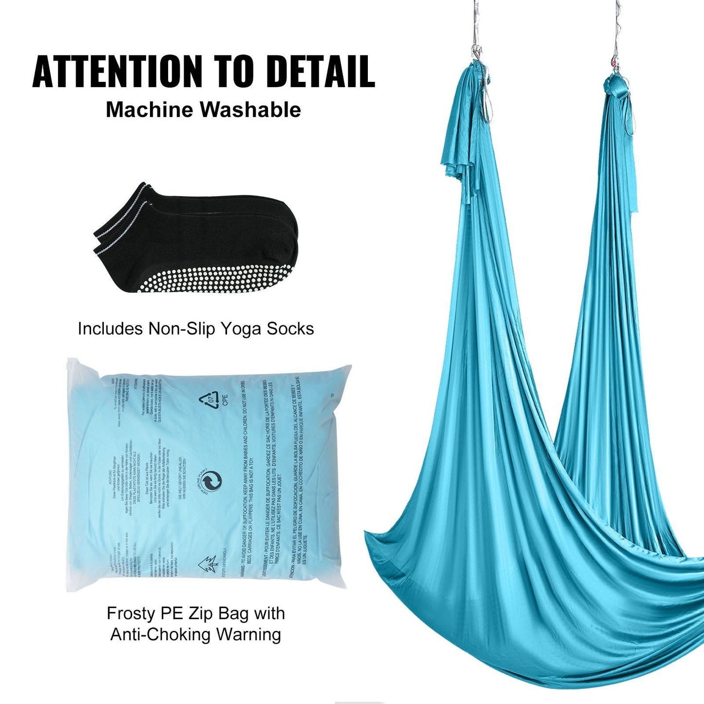 VEVOR Aerial Silk & Yoga Swing, 11 Yards, Aerial Yoga Hammock Kit with 100gsm Nylon Fabric, Full Rigging Hardware & Easy Set-up Guide, Antigravity Flying for All Levels Fitness Bodybuilding, Blue